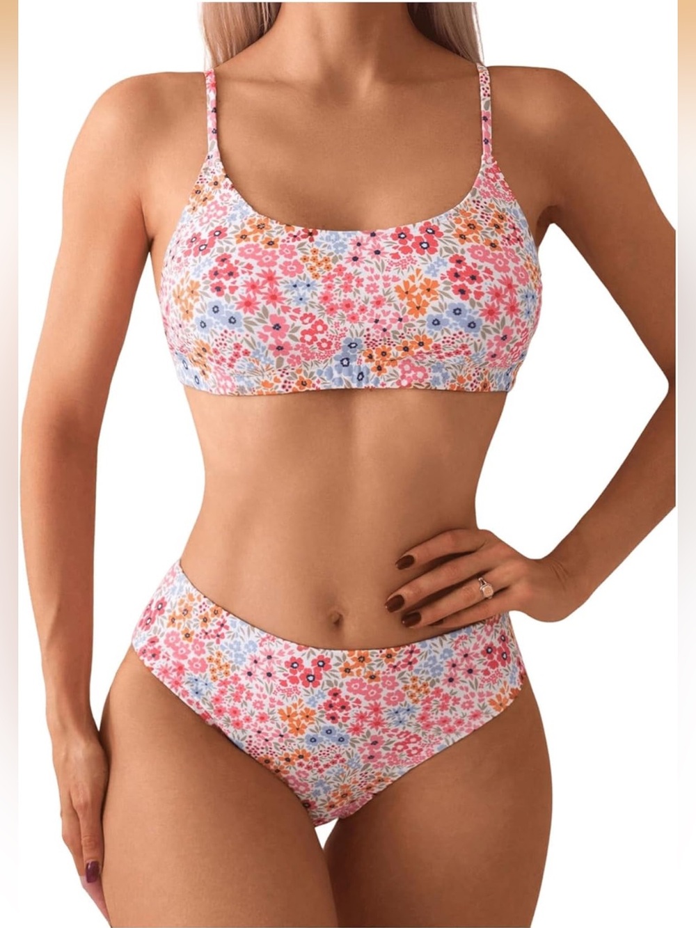 SweatyRocks Women's 2 Piece Bikini Set Ditsy Floral Print High Cut Beachwear new